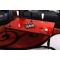 Mesa de sal&oacute;n BAROCA roja de acero lacado y cristal templado