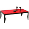 Mesa de sal&oacute;n BAROCA roja de acero lacado y cristal templado