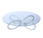 Mesa de sal&oacute;n blanca de cristal  BUTTERFLY
