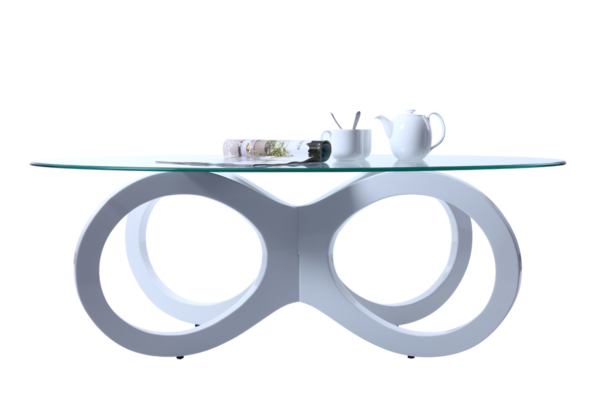 Mesa de sal&oacute;n blanca de cristal  BUTTERFLY