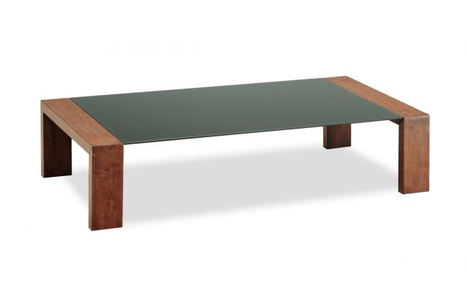 Mesa de sal&oacute;n color chocolate de roble y cristal NEW CLARKSON