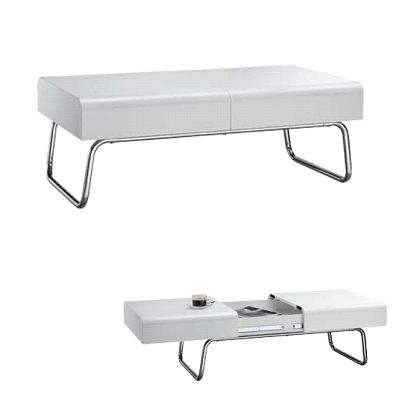 Mesa de sal&oacute;n de color blanco lacada y desplegable Riley
