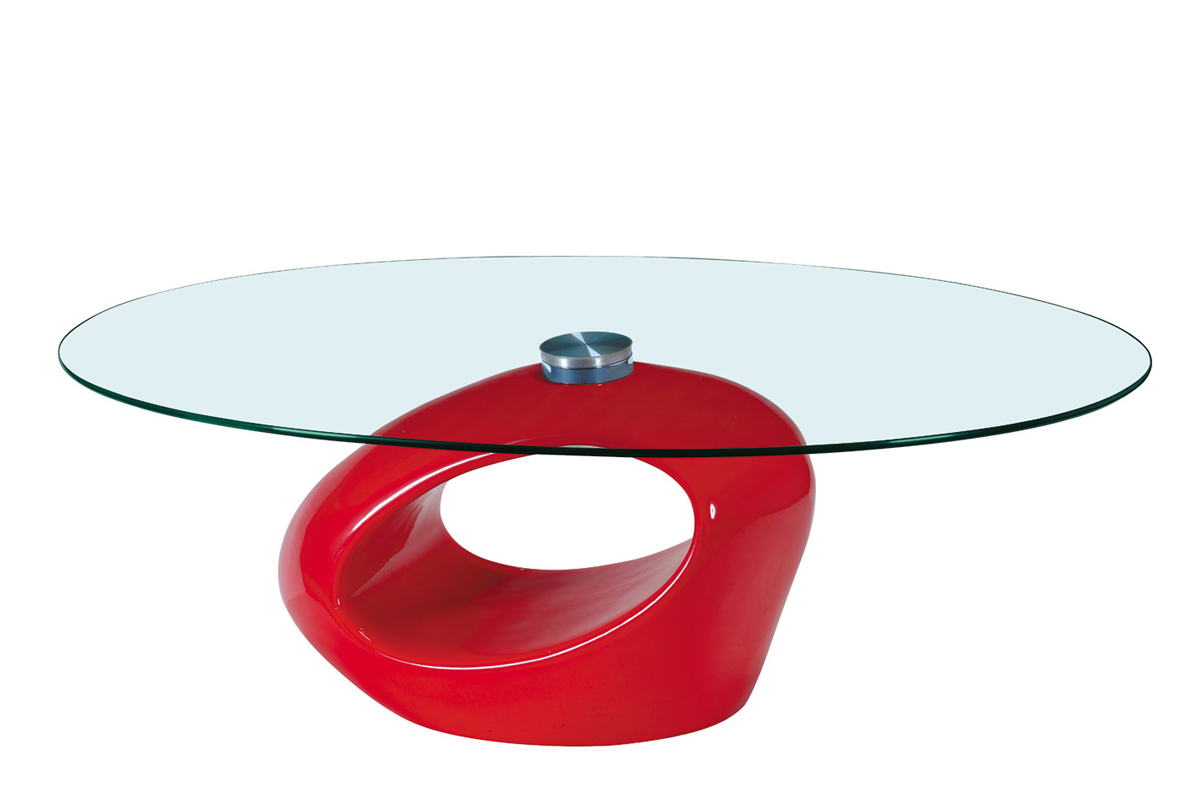 Mesa de sal&oacute;n de cristal y ABS Rondella � color rojo