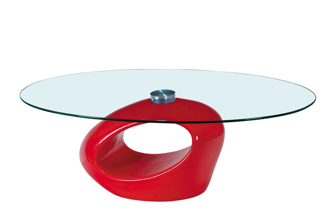 Mesa de sal&oacute;n de cristal y ABS Rondella � color rojo
