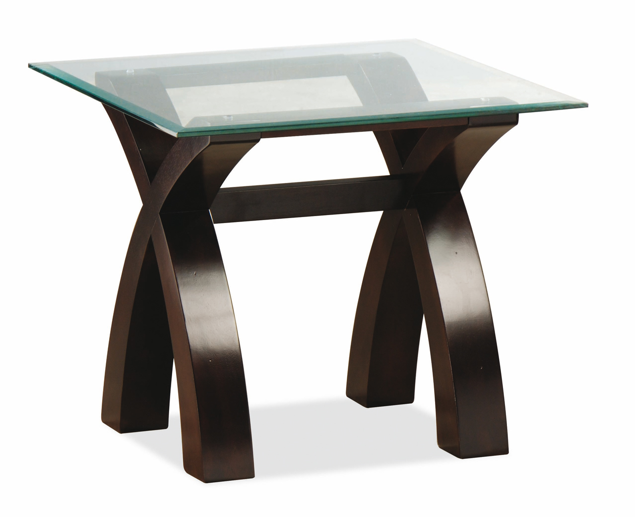 Mesa de sal&oacute;n de dise&ntilde;o NICOLAS de roble malayo y cristal templado 