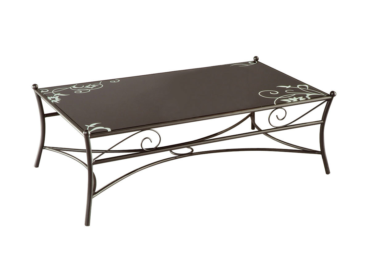 Mesa de sal&oacute;n / FLORENCE de acero y de cristal templado negro serigrafiado