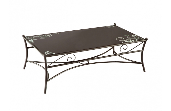 Mesa de sal&oacute;n / FLORENCE de acero y de cristal templado negro serigrafiado