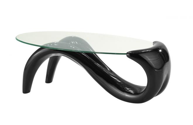 Mesa de sal&oacute;n moderna de color negro MERYL  con encimera de cristal templado