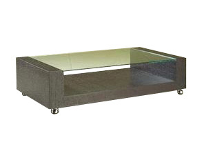 Mesa de sal&oacute;n moderna ULISSE de color weng&eacute; y de cristal templado 