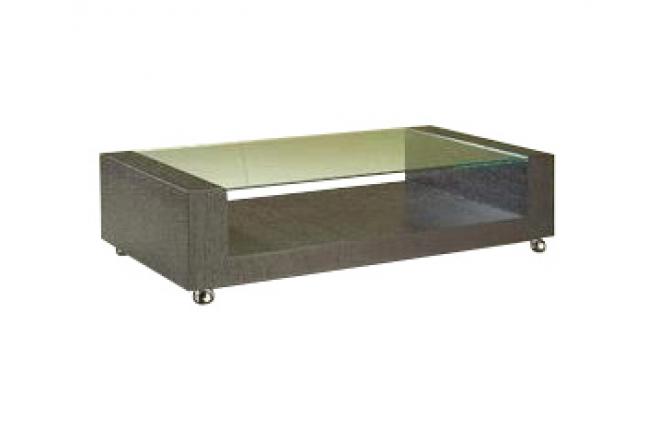 Mesa de sal&oacute;n moderna ULISSE de color weng&eacute; y de cristal templado 