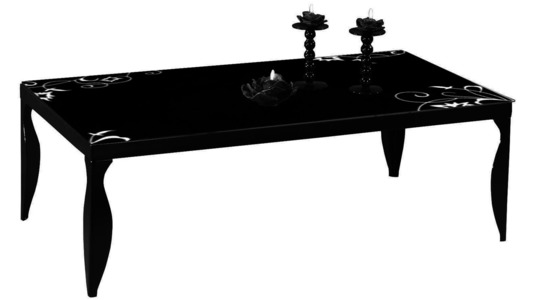 Mesa de sal&oacute;n negra de acero lacado y cristal templado image 1