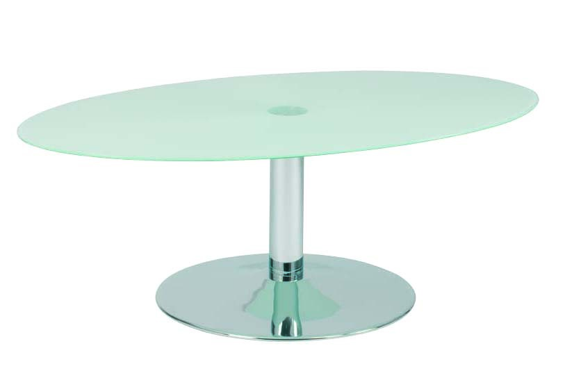 Mesa de sal&oacute;n  ovalada moderna JANIS de inox y cristal templado