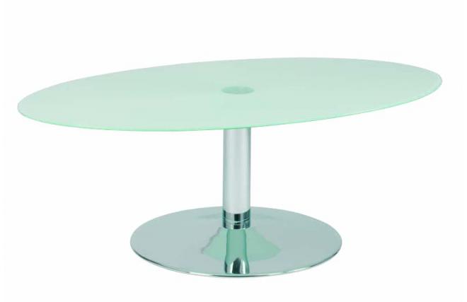 Mesa de sal&oacute;n  ovalada moderna JANIS de inox y cristal templado