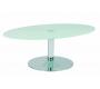 Mesa de sal&oacute;n  ovalada moderna JANIS de inox y cristal templado
