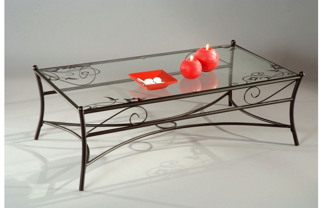 Mesa de sal&oacute;n rectangular / FLORENCE de acero y de cristal templado