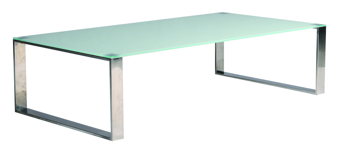 Mesa de sal&oacute;n rectangular moderna INOLA de inox y cristal templado 