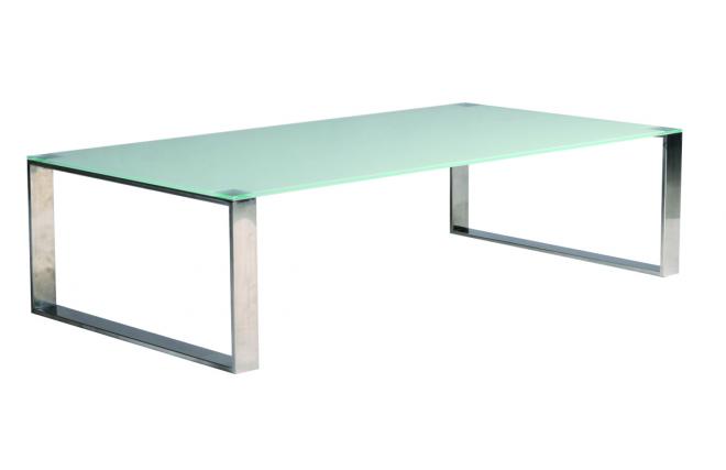 Mesa de sal&oacute;n rectangular moderna INOLA de inox y cristal templado 