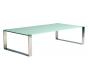 Mesa de sal&oacute;n rectangular moderna INOLA de inox y cristal templado 