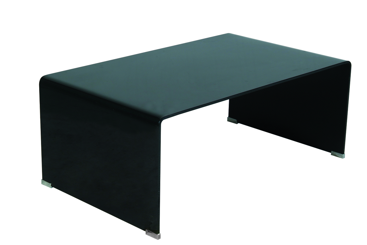 Mesa de sal&oacute;n rectangular ROXANE de cristal templado negro 100cm