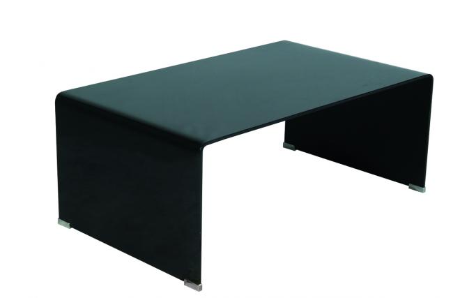 Mesa de sal&oacute;n rectangular ROXANE de cristal templado negro 100cm