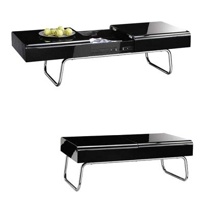 Mesa de sal&oacute;n RILEY de color negro lacada y desplegable