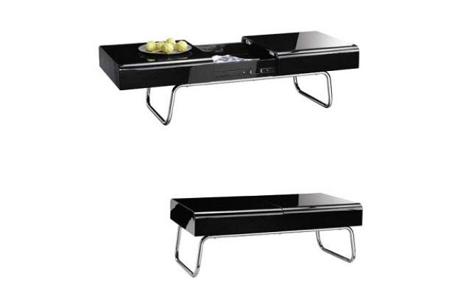 Mesa de sal&oacute;n RILEY de color negro lacada y desplegable