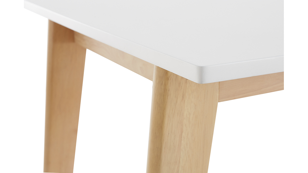 Mesa extensible blanca de madera clara 160-205cm SWAD