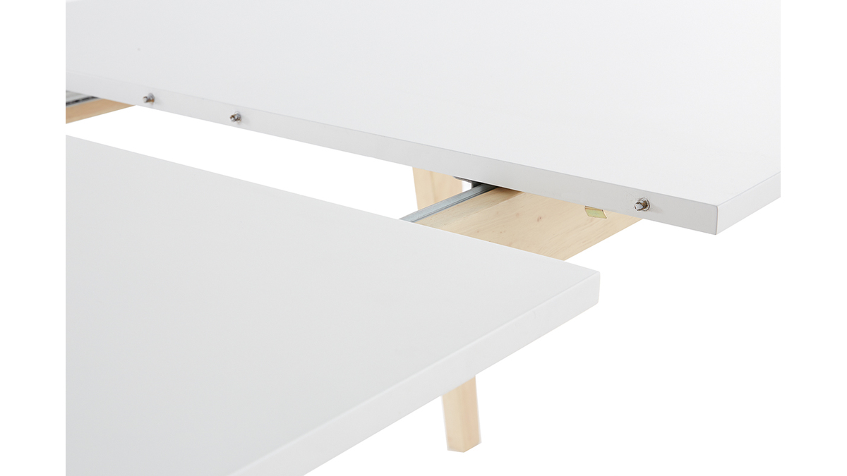 Mesa extensible blanca de madera clara 160-205cm SWAD