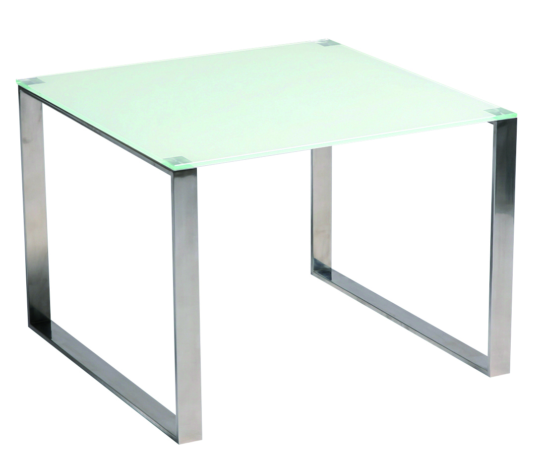 Mesa  moderna INOLA de inox y cristal templado 