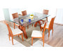 Mesa NICOLAS con encimera de cristal color cerezo