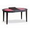 Mesa Redonda extensible SARA- roble de color weng&eacute;- encimera de cristal rojo