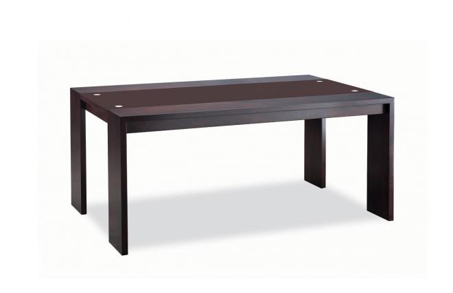 Mesa Steven con encimera de cristal marr&oacute;n