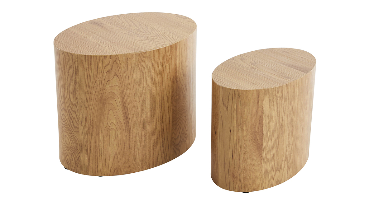 Mesas de centro ovales madera clara (lote de 2) WOODY