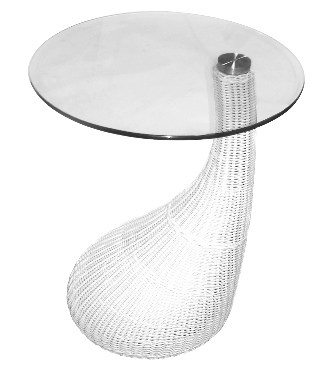 Mesilla/velador de dise&ntilde;o de madera sint&eacute;tica COURBELLA de color blanco