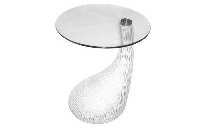 Mesilla/velador de dise&ntilde;o de madera sint&eacute;tica COURBELLA de color blanco