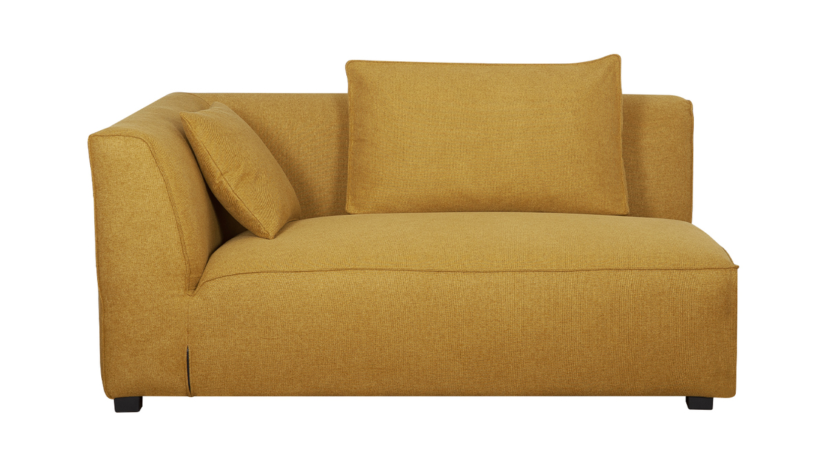 Mdulo de esquina izquierdo para sof en tejido amarillo comino PLURIEL
