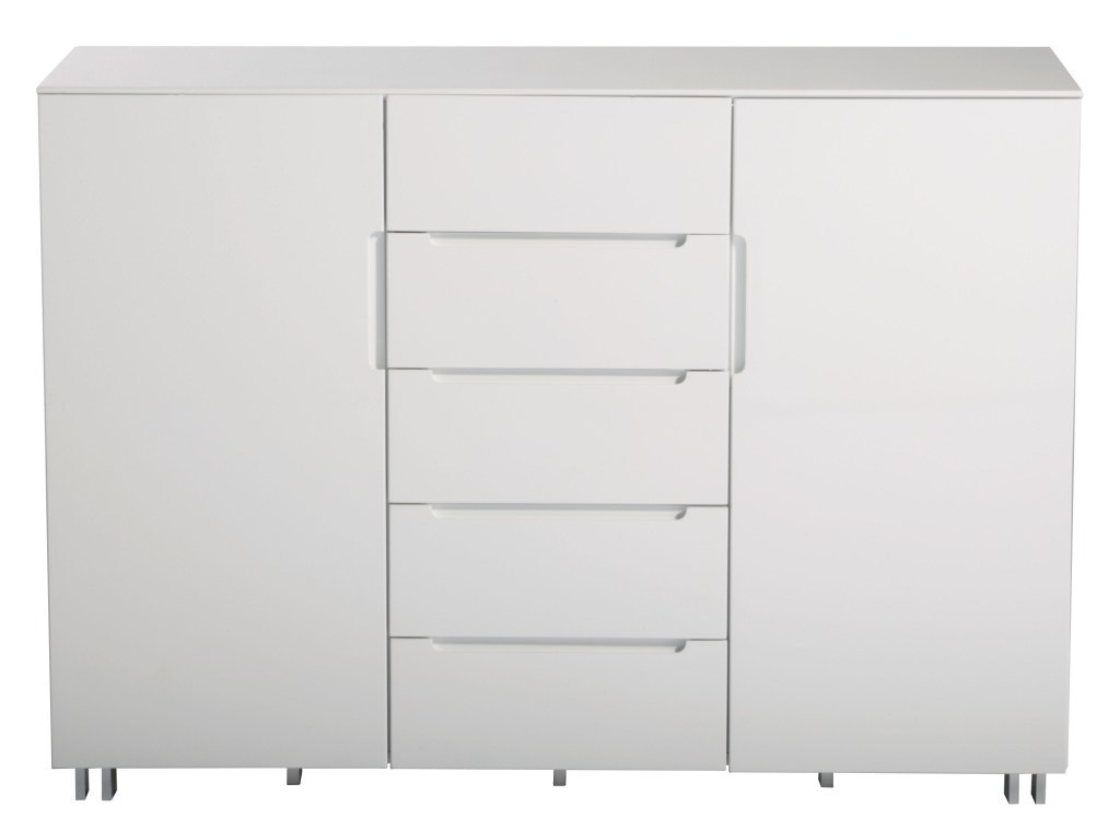 Mueble blanco NEW YORK de 2 puertas y de 5 cajones 