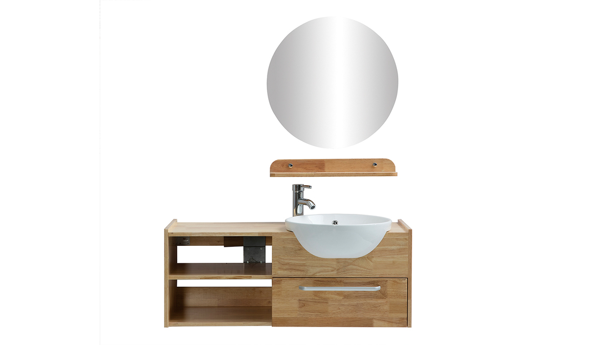 Mueble de bao: lavabo, armario, estante y espejo EYTAN