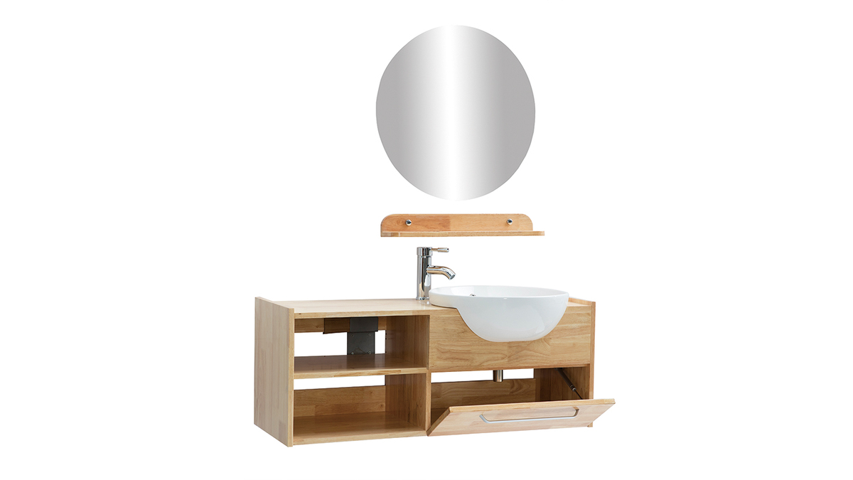 Mueble de bao: lavabo, armario, estante y espejo EYTAN