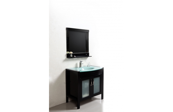 Mueble de ba&ntilde;o: lavabo, armario y espejo THELIO