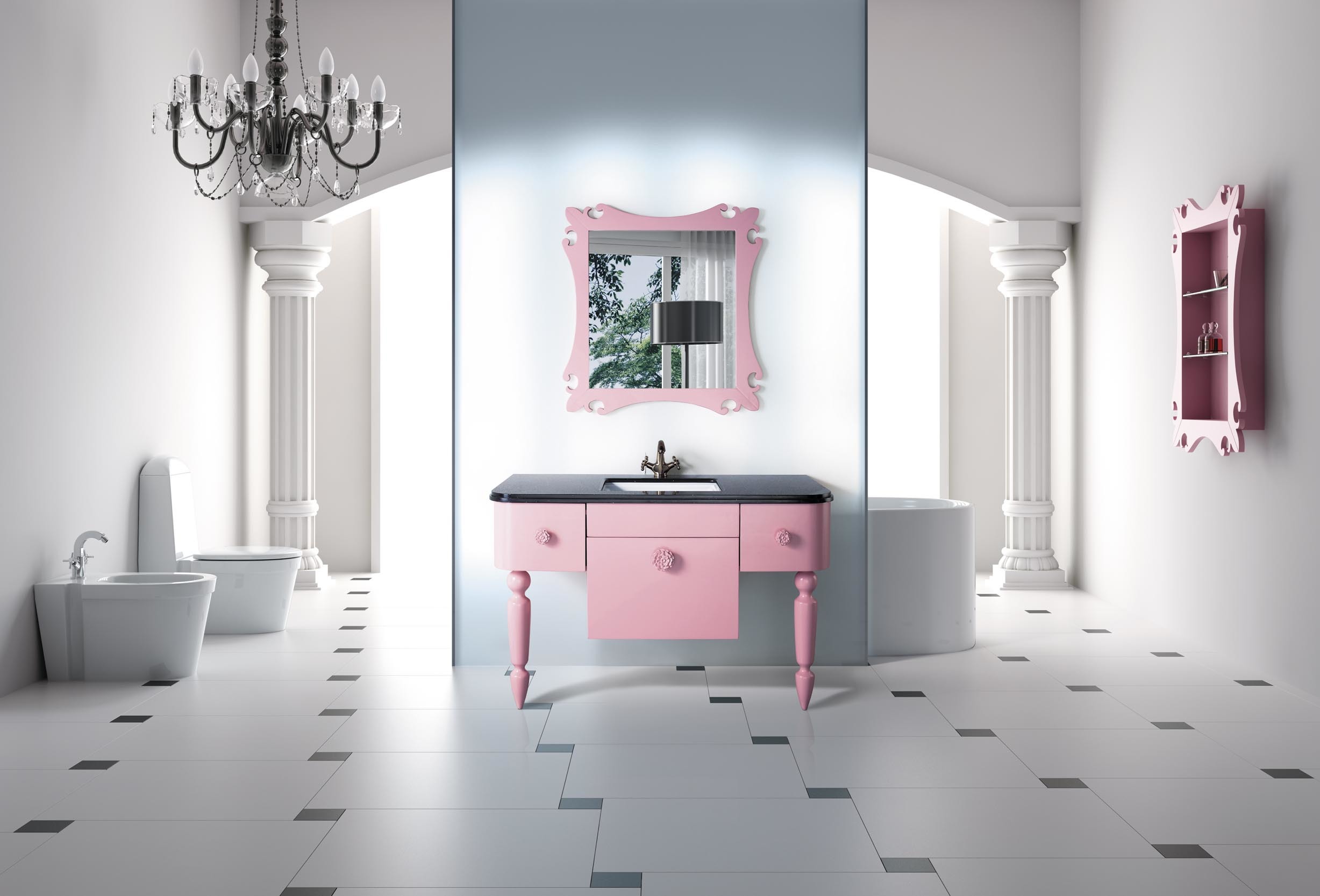 Mueble de ba&ntilde;o: lavabo, armario y espejo VICKY