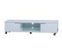 Mueble de TV de dise&ntilde;o blanco LEA 170cm con ruedas 2 estanter&iacute;as y 2 cajones 