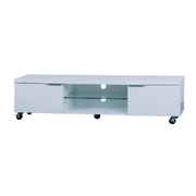 Mueble de TV de dise&ntilde;o blanco LEA 170cm con ruedas 2 estanter&iacute;as y 2 cajones  image pub1