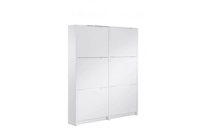 Mueble para guardar zapatos de color blanco lacado, 6 cajones, NEW YORK