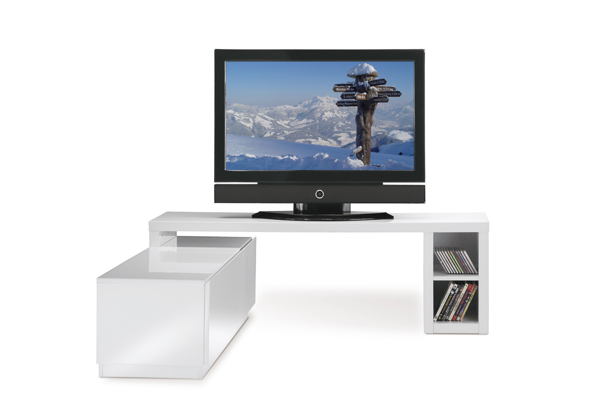 Mueble TV de dise&ntilde;o amovible lacado blanco TROYE