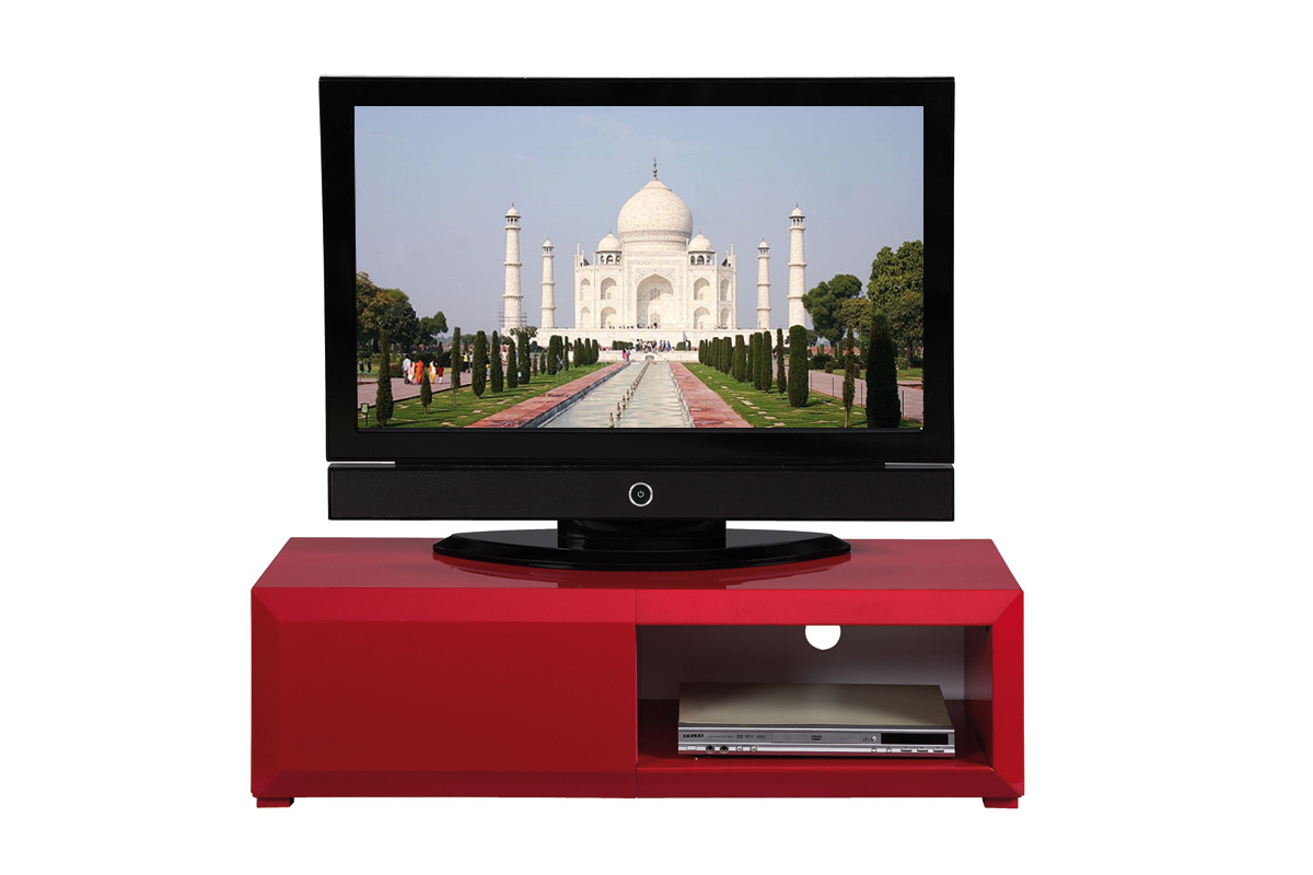 Mueble TV de dise&ntilde;o lacado color frambuesa TIA