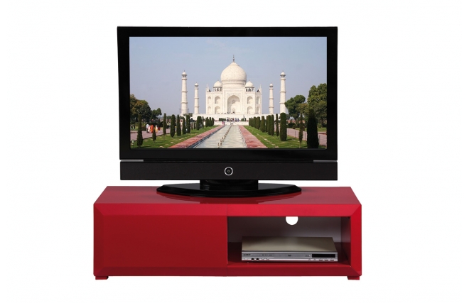 Mueble TV de dise&ntilde;o lacado color frambuesa TIA