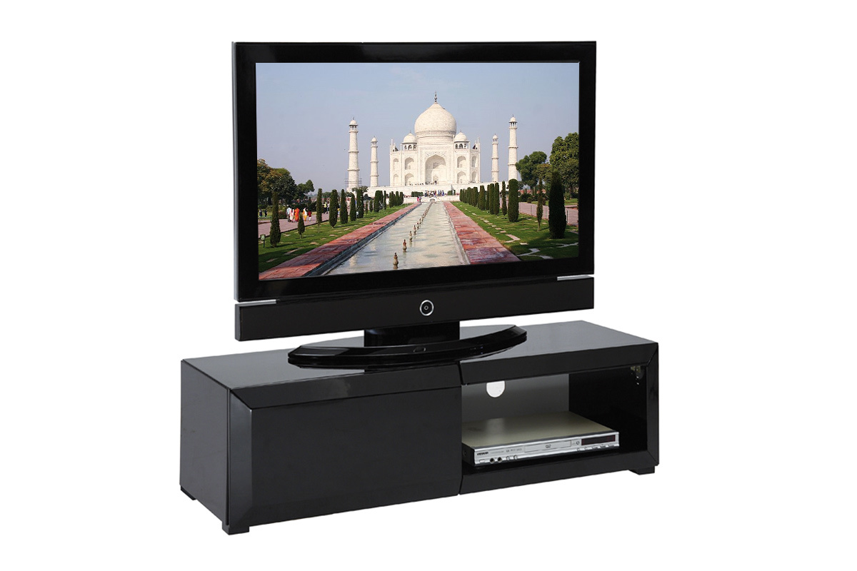 Mueble TV de dise&ntilde;o lacado negro TIA