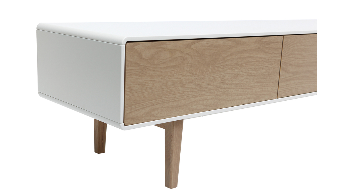 Mueble TV diseo contemporneo blanco y madera ROMY