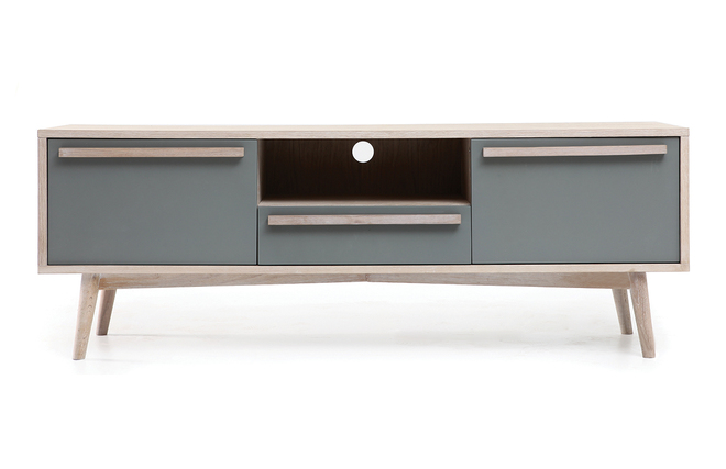 Mueble TV escandinavo roble blanco y gris mate NARVIK Zoom Mueble TV escandinavo roble blanco y gris mate NARVIK Zoom